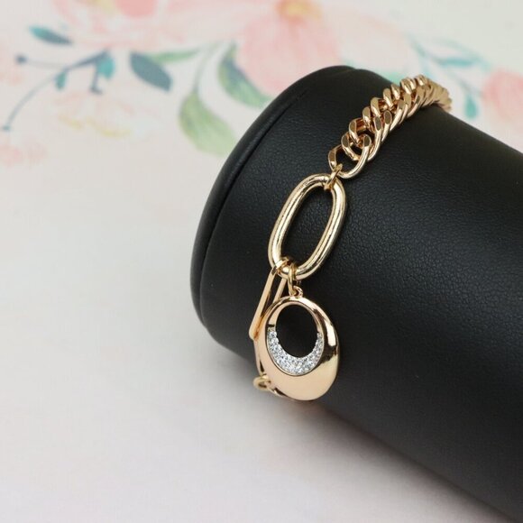 Chunky Rose Gold Chain Bracelet with Dangle Charm Accent, XPBL0722 - Picture 7 of 12